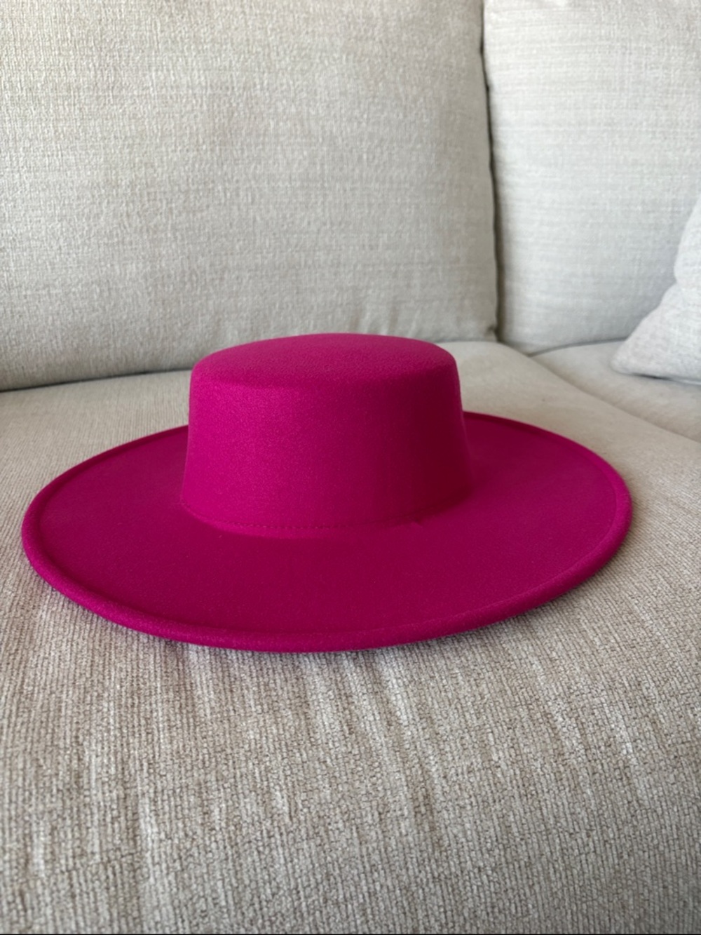Dressed in LALA Vibrant Hot Pink Wide-Brim Felt Hat